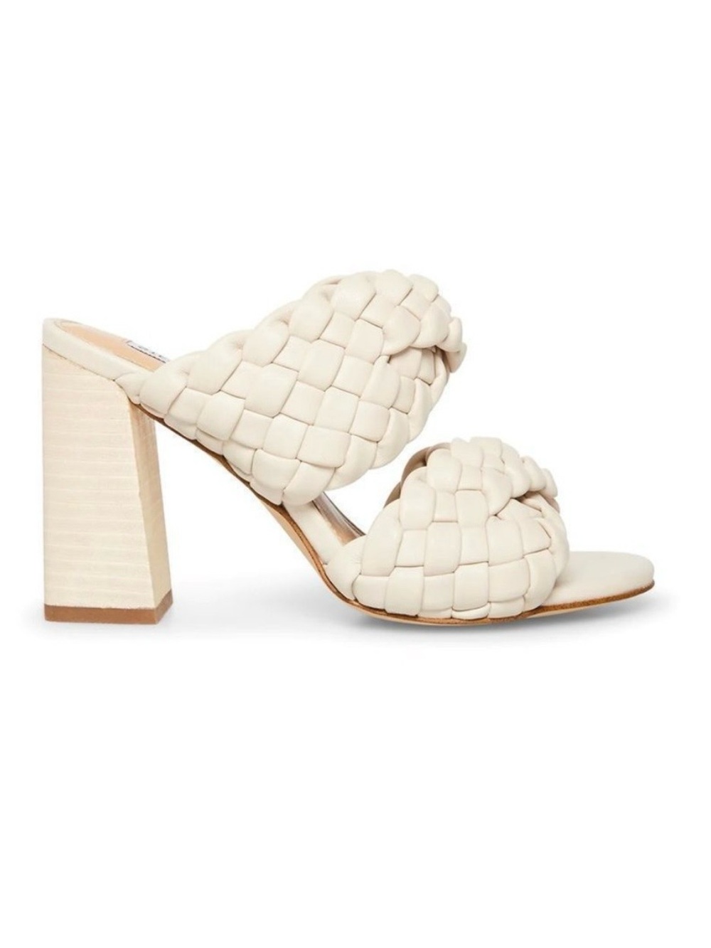 Steve Madden twisted braided double strap slip on heels Size 7.5 Chunky Neutral
